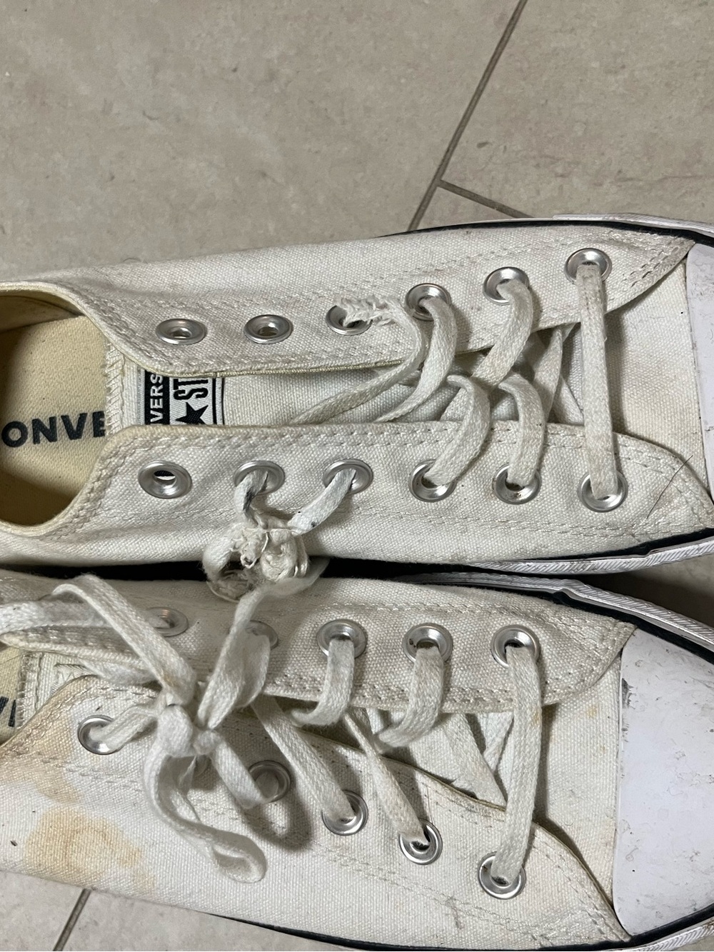 Converse womens White Canvas Low-Top Sneakers with Black Trim